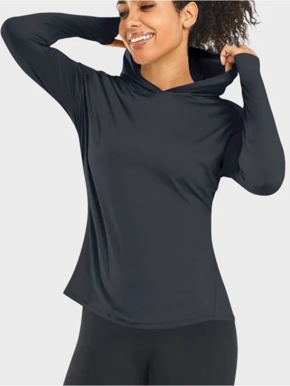 BearPaw Women’s Black Hooded Long Sleeve Top
